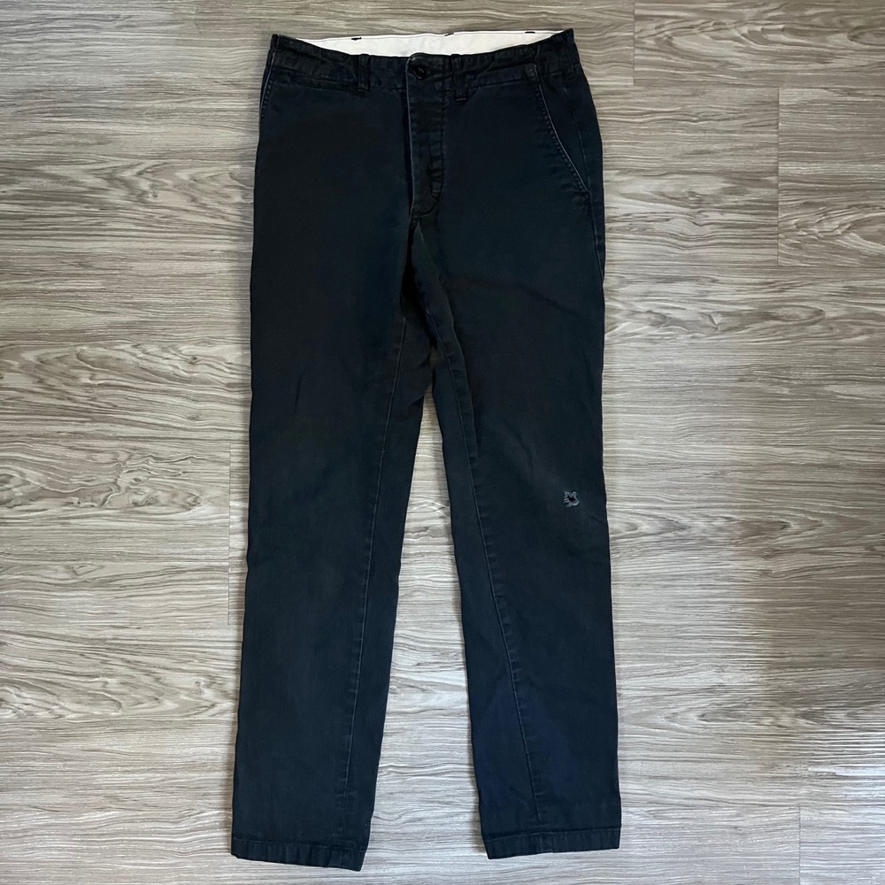 Buck Mason Maverick Slim Officer Pant Black Slub Twill Chino Casual Mens Size 28